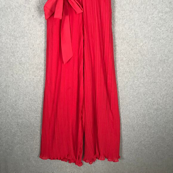 Beyond Words Jumpsuit Womens XS Red Wrap Pleated Belt Resort Flowy Coastal Rodeo - Picture 4 of 11